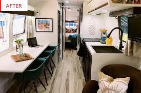 These airstreams for sale have some amazing kitchen remodels. Airstream Trailer Renovation Before And After Photos Apartment Therapy