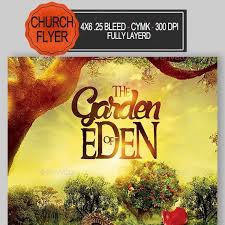 The Garden Of Eden Church Flyer In 2020 Church Graphics Church Design Template