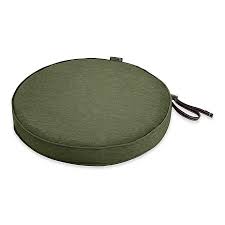 They're typically filled with polyfiber or foam and covered with polyester, olefin or acrylic fabric. Classic Accessories Montlake Fadesafe 18 Inch Round Outdoor Dining Seat Cushion Bed Bath Beyond