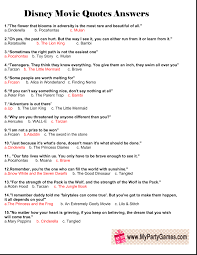 Displaying 22 questions associated with risk. Free Printable Disney Movie Quotes Quiz