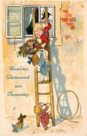 Diesen blumenkranz habe ich aus einem einfachen hula hoop reifen, seidenblumen und eucalyptuszweigen für eine hochzeitsdeko gemacht. Ak Ansichtskarte Namenstag Namenskarte Kinder Leiter Blumen Hund Hula Hoop Reifen Litho Kat Greetings Nr Sa63441 Oldthing Ansichtskarten Uns