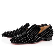 Dandelion Spikes Black Veau Velours Men Shoes Christian Louboutin Louboutin Shoes Mens Louboutin Loafers Loafers Men