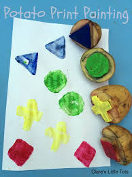 Potato Print Painting Clare S Little Tots Nursery Activities Potato Print Shapes Activities