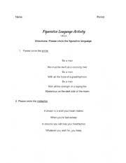Figurative language is still vital to the creation of atmosphere and to description in a piece of fiction or in poetry. Figurative Language Disney Songs Esl Worksheet By Jesschavez93
