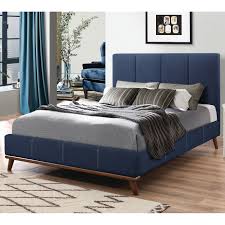 Charity Blue Upholstered Bed California King Wood Coaster Upholstered Beds Upholstered Panel Bed Upholstered Platform Bed