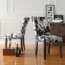 Home Creek Julian Cowhide Print Side Chair Set Of 2 Fabric Dining Chairs Parsons Dining Chairs Dining Chairs