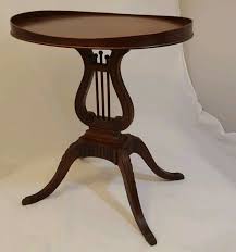 Vintage Antique Lyre Harp Pedestal Table Mahogany Oval Top Duncan Phyfe Mersman Pedestal Table Table Vintage Antiques