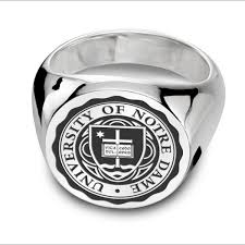 If you're stumped, here are wedding band & promise ring engraving ideas. Notre Dame Sterling Silver Round Signet Ring At M Lahart Co