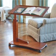 Walnut Bedside Rolling Work Table Hospital Bed Tray Laptop Desk Wood Furniture Adjustable Table Stylish Bedside Tables Furniture