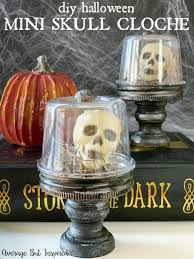Halloween Skull Decoration Make A Mini Halloween Cloche Average But Inspired Halloween Skull Decorations Dollar Tree Halloween Decor Halloween Cloche