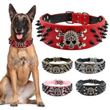 Spiked Dog Collar Leather Dog Collars Wide Dog Collars Studded Dog Collar
