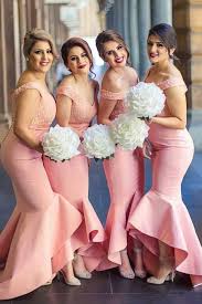 The high front hem allows you freedom of movement while the low back gives a nice train to the dress, making you look elegant, chic yet oh so casual. Baby Pink Mermaid Off The Shoulder Hi Low With Ruffles Lace Top Bridesmaid D Mermaid Long Bridesmaid Dresses Mermaid Bridesmaid Dresses Pink Bridesmaid Dresses