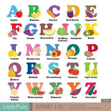 Alphabet A Z Digitale Clipart Gemuse Und Obst Aphabet Etsy Alphabet For Kids Clip Art Kids Vegetables
