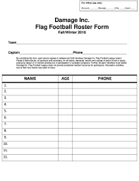 fillable online damage inc flag football roster form