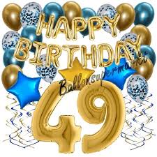 Und es gibt noch viele weitere möglichkeiten oder ausflugstipps bei denen geburtstagskinder etwas gratis erhalten. Happy Birthday Chrome Blue Gold Geburtstagsdeko Set Mit Luftballons Zum 49 Geburtstag Geburtstag 34 Teilig