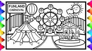 Carnival food coloring offers you amazing game to utilize your coloring art and painting skills with the carnival foods, such as cotton candy, snow cone, french fries and so many more. How To Draw A Carnival Amusement Park Coloring Page Youtube