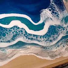 Make Me Think Of What It Might Be Like Along Some Mediterranean Sea In Italy France Or Perhaps Greece Epoxy Res Video Resin Crafts Diy Resin Art Resin Art Painting