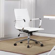 belleze mid back ribbed upholstered leather swivel conference office chair with arm rest white walmart com luxury office chairs furniture office chair