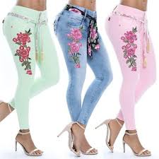 2019 Ladies Sexy Skinny Jeans Womens Plus Size Fashions Jeans For Women Flower Embroidery Denim Pants From Sadlyric 32 29 Dhgate Com