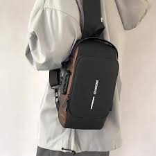 Fashion Men Anti-Theft Crossbody Sling Bag - Multi-Functional Chest Bag  with Password Lock USB Charging Port for Travel, Hiking, Camping, Daily Use  ...