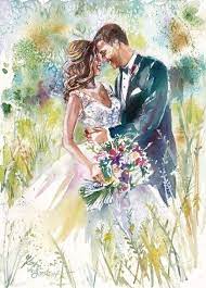 Painting Ideas Couple Wedding Gifts 18 Ideas For 2019 Wedding Painting Watercolor Portraits Wedding Gifts Painting