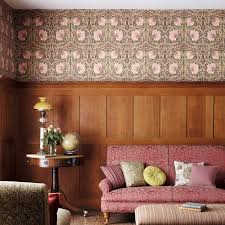 In comparison to the other two rooms, the green dining room is subdued and naturalistic and breathes a mysterious air of morris's own poetry. Morris Co Pimpernel Wallpaper