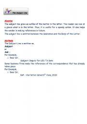Writing a cover letter is essential when applying for jobs. English Worksheets The Subject Line