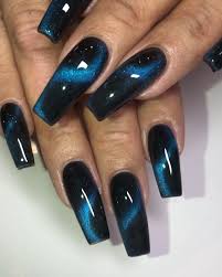 Black And Red Cat Eye Nails Maja Like Maya Stark On Instagram Sculpted Coffin Nails Currently Obsessed With Cateye Polish Blue Coffin Nails Cat Eye Nails Cute Acrylic Nails