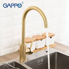 Gold 360° swivel kitchen faucet spout deck mounted double handles sink mixer tap. Gappo Kitchen Faucets Brushed Gold Kitchen Sink Faucet 304 Stainless Steel Water Tap Hot And Cold Kitchen Faucet Tap Torneira Kitchen Faucets Aliexpress
