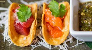 Turn the fish (400g white fish fillets, cut into strips) in the flour mixture to coat. Nobu Brunch Dubai Fish Tacos Gin Bone