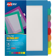 Download tab divider template apply it right now 32 hanging. Avery Big Tab Ultralast Plastic Dividers 8 Tab Multicolor Office Depot