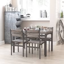 Rustic hickory low back dining chairs, set of 2. Zenvida 5 Piece Dining Set Rustic Grey Wooden Kitchen Table And 4 Chairs On Sale Overstock 21803691