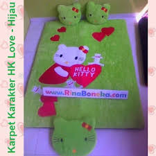 Pintu, jendela, lantai & karpet : Karpet Hello Kitty Love Warna Hijau Rina Boneka