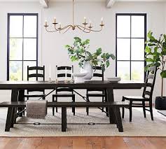 Perfect Pair Benchwright Extending Table Dining Table With Bench Wynn Chair Blackened Oak Potteryb Dining Table Dining Table With Bench Dining Table Rustic