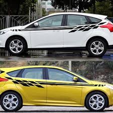 2x Car Racing Black Long Stripe Graphics Side Body Vinyl Decal Sticker Universal Stiker Mobil Mobil Grafis