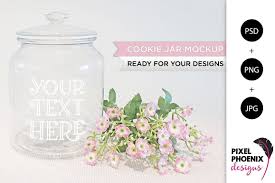 Glass Cookie Jar Mockup With Pink Flowers 219920 Mock Ups Design Bundles Glass Cookie Jars Business Card Mock Up Design Bundles