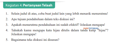 Jawaban Bahasa Indonesia Kelas 9 Kegiatan 4 Pertanyaan Telaah Hal 126 Selain Judul Di Atas Coba Buat Jagotutorial