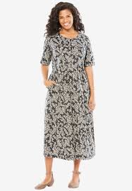 Plus Size Petite Dress With Button Front Empire Waist Dresses Essential Dress Plus Size Petite Dresses