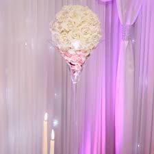 You can find glass gems at the dollar store, so this is an inexpensive and fun project to try anytime. Martini Vase With Rose Ball Beyond Expectations Weddings Events