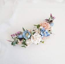 Blue Flower Hair Piece Wedding Bridal Flower Hair Comb Blue Bridal Hair Clip Wedding Blue Flower Flowers In Hair Bridal Flower Hair Comb Bridal Hair Flowers