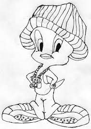 Tweety appears at the door to greet each hour, then sneaks onto the roof to share the news with sylvester the cat, as only tweety bird can! Tweety Bird Gangsta By Mrwellum On Tweety Bird Drawing Colorful Drawings Cartoon Drawings