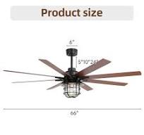 Double-Color Blades Ceiling Fan with Light, 66 Reversible DC Motor Ceiling  Fan Chandelier for Living Room Bedroom, Black+Brown