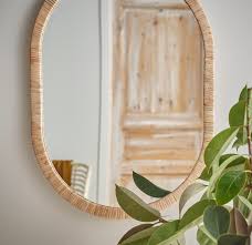 Rattan lighting with gold mirror. Opphem Mirror Rattan 54x77 Cm Ikea