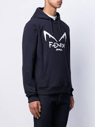 Fendi Cotton Diabolic Eyes Hoodie In Blue For Men Lyst