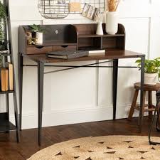 A chic classic corner secretary desk of natural stained wood. Secretary Corner Desk Target