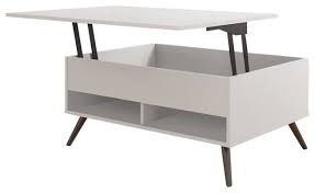 If you don't have a lot of room for a bookshelf or a tv console, opt for one with storage and keep remotes, books or coasters out. Bestar Krom Lift Top Storage Coffee Table In White Midcentury Coffee Tables By Bestar Houzz