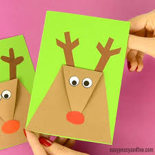 This button christmas card is so easy that even a toddler can make one. Reindeer Christmas Card Easy Peasy And Fun