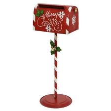 Lettre pour le père noël par la poste : Boite Aux Lettres Sur Pied Rouge Deco De Noel Pour La Maison Eminza
