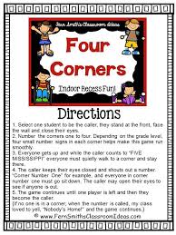 Indoor Recess Four Corners Directions Gym Games For Kids Recess Games Indoor Recess Games