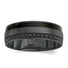 The diamonds used on men's wedding bands are typically much smaller and less flashier than the a black diamond instantly makes the entire ring look more masculine, especially when paired with a. Mfit Black Ceramic Carbide And 14k White Gold Black Diamond Diamond Wedding Band 1 5 Ct Tw Robbins Brothers